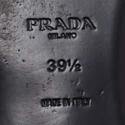 Pre Owned Prada Silver Foil Leather and PVC Flat Slides Size 39.5