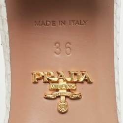 Prada Metallic Silver Python Embossed Leather Slide Sandals Size 36