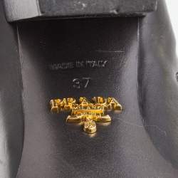 Pre Owned Prada Black Leather Knee Length Block Heel Boots Size 37