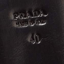 Pre Owned Prada Brown/Blue Fabric Check Buckle Detail Ballet Flats Size 40