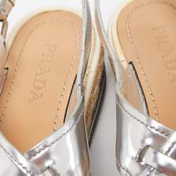 Prada Silver Leather Platform Slingback Sandals Size 36.5