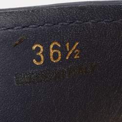 Pre Owned Prada Navy Blue Patent Leather Platform Slingback Sandals Size 36.5