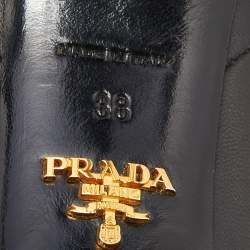 Pre Owned Prada Black Leather Platform Ankle Booties Size 38