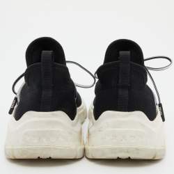Pre Owned Prada Black Knit Fabric XY Logo Low Top Sneakers Size 35