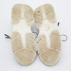 Pre Owned Prada Black Knit Fabric XY Logo Low Top Sneakers Size 35