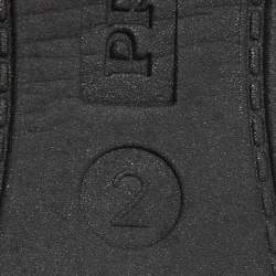 Pre Owned Prada Black Knit Fabric XY Logo Low Top Sneakers Size 35