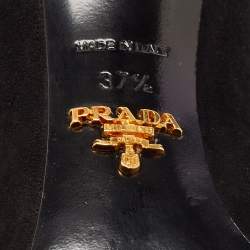 Pre Owned Prada Black/Green Suede Pointed Toe Ankle Booties Size 37.5