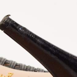 Pre Owned Prada Black Leather Cut Out Peep Toe Pumps Size 37.5