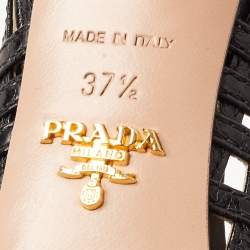 Pre Owned Prada Black Leather Cut Out Peep Toe Pumps Size 37.5