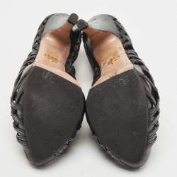 Pre Owned Prada Black Leather Cut Out Platform Open Toe Pumps Size 39