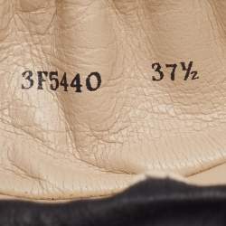 Pre Owned Prada Black Leather Bow Scrunch Ballet Flats Size 37.5