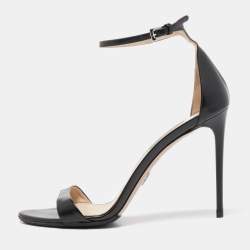 Prada Black Leather Ankle Strap Sandals Size 41