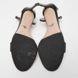 Prada Black Leather Ankle Strap Sandals Size 41
