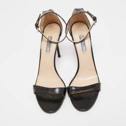 Prada Black Leather Ankle Strap Sandals Size 41