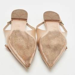 Prada Beige Vernice Saffiano Leather Bow Slingback Flats Size 40