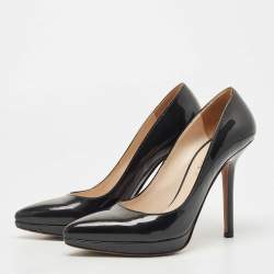 Pre Owned Prada Black Patent Leather Platform Pumps Size 38