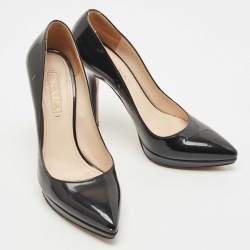 Pre Owned Prada Black Patent Leather Platform Pumps Size 38