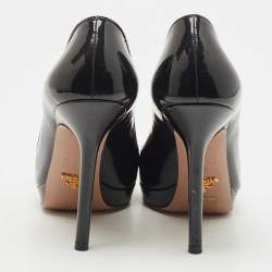 Pre Owned Prada Black Patent Leather Platform Pumps Size 38