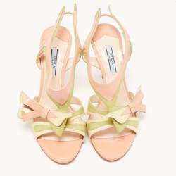 Prada Multicolor Patent Leather Bow Slingback Sandals Size 38