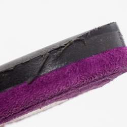 Pre Owned Prada Purple Crystal Embellished Flat Slides Size 37.5