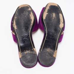 Pre Owned Prada Purple Crystal Embellished Flat Slides Size 37.5