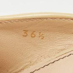 Prada Beige Saffiano Patent Leather Crystal Embellished Platform Wedge Sandals Size 36.5