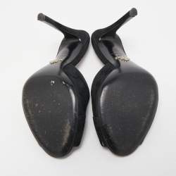 Pre Owned Prada Black Suede Criss Cross Slide Sandals Size 37