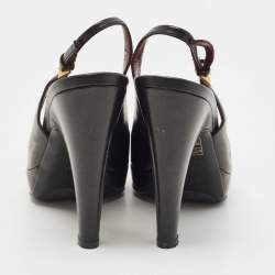 Prada Black  Leather Slingback Platform Pumps Size 35