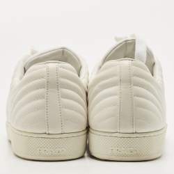 Prada White Quilted Leather Low Top Sneakers Size 41.5