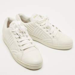 Prada White Quilted Leather Low Top Sneakers Size 41.5