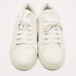Prada White Quilted Leather Low Top Sneakers Size 41.5