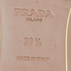 Prada Grey Saffiano Patent Leather Flat Slides Size 39.5