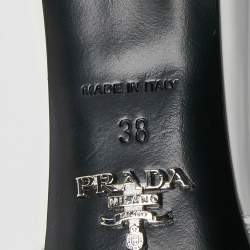 Prada Transparent/White PVC and Patent Leather Trim Triangle Logo Slide Sandals Size 38