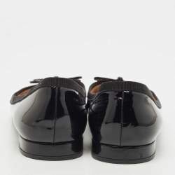Prada Black Patent Leather Bow Ballet Flats Size 37.5