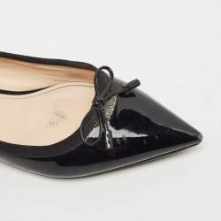 Prada Black Patent Leather Bow Ballet Flats Size 37.5