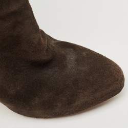 Pre Owned Prada Brown Suede Heel Knee Length Boots Size 40