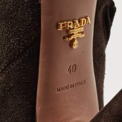 Pre Owned Prada Brown Suede Heel Knee Length Boots Size 40