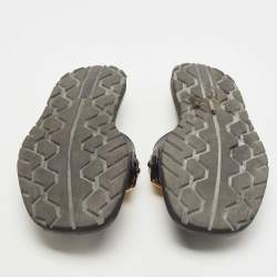 Prada Black Leather Logo Slide Flats Size 38     