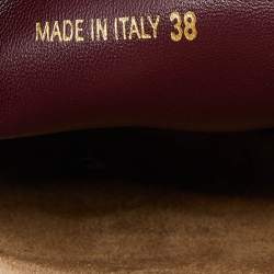 Pre Owned Prada Burgundy Velvet Flat Mules Size 38