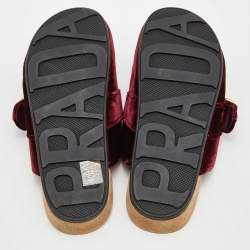 Pre Owned Prada Burgundy Velvet Flat Mules Size 38