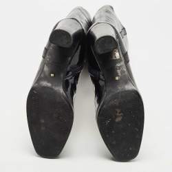 Pre Owned Prada Black Patent Leather Knee Length Boots Size 39