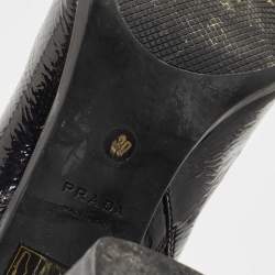 Pre Owned Prada Black Patent Leather Knee Length Boots Size 39
