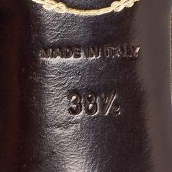 Pre Owned Prada Metallic Bronze Leather and Fur Crystal Embellished Mules Size 38.5