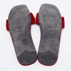 Prada Red Satin/Velvet  Embellished  Flat Slides Size 36.5