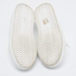Pre Owned Prada White/Black Leather Macro Low Top Sneakers Size 37