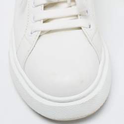 Pre Owned Prada White/Black Leather Macro Low Top Sneakers Size 37