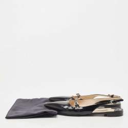 Pre Owned Prada Black Leather Slingback Flats Size 36