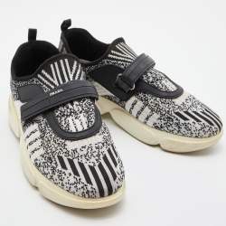 Pre Owned Prada Black/White Lurex Cloudbust Sneakers Size 37