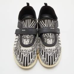 Pre Owned Prada Black/White Lurex Cloudbust Sneakers Size 37