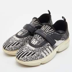 Pre Owned Prada Black/White Lurex Cloudbust Sneakers Size 37